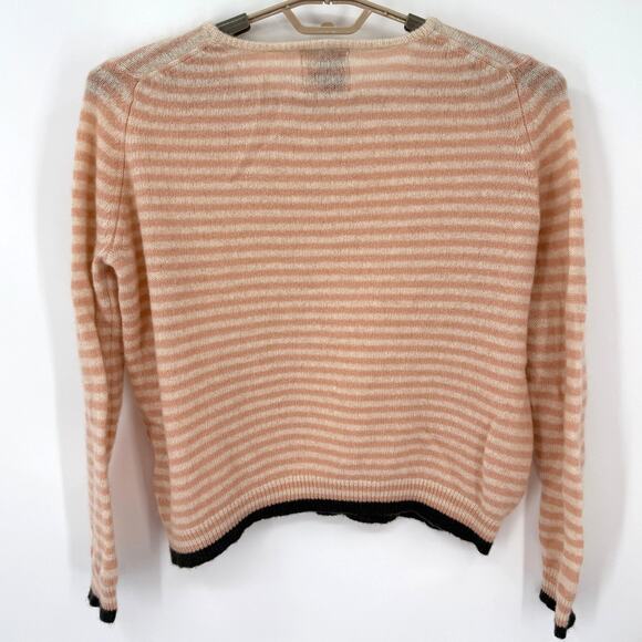 Jumper 1234 100% Cashmere Sweater Pink Stripe Boxy Featherweight Size L 12/14 - Picture 4 of 7